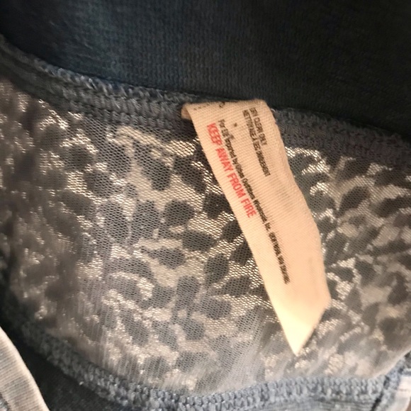 Free People BodyCon Tank Dress Blue/Grey w/ Lace Inlay Stone Wash Cotton/Spandex - Picture 14 of 14